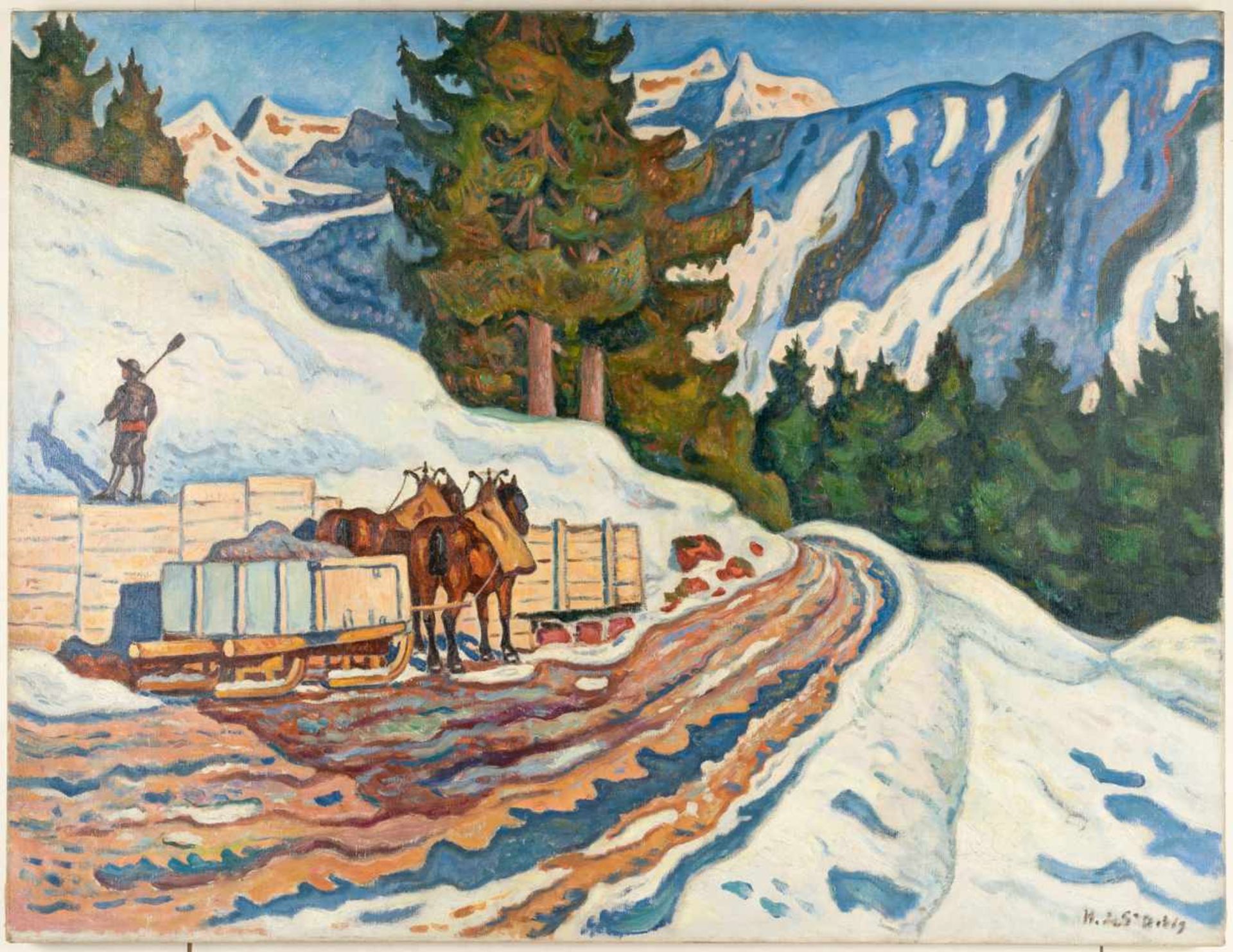 Henri Liénard De Saint-Delis1878 Marconne – Honfleur 1949Paysage de neige en SuisseÖl auf - Image 2 of 3