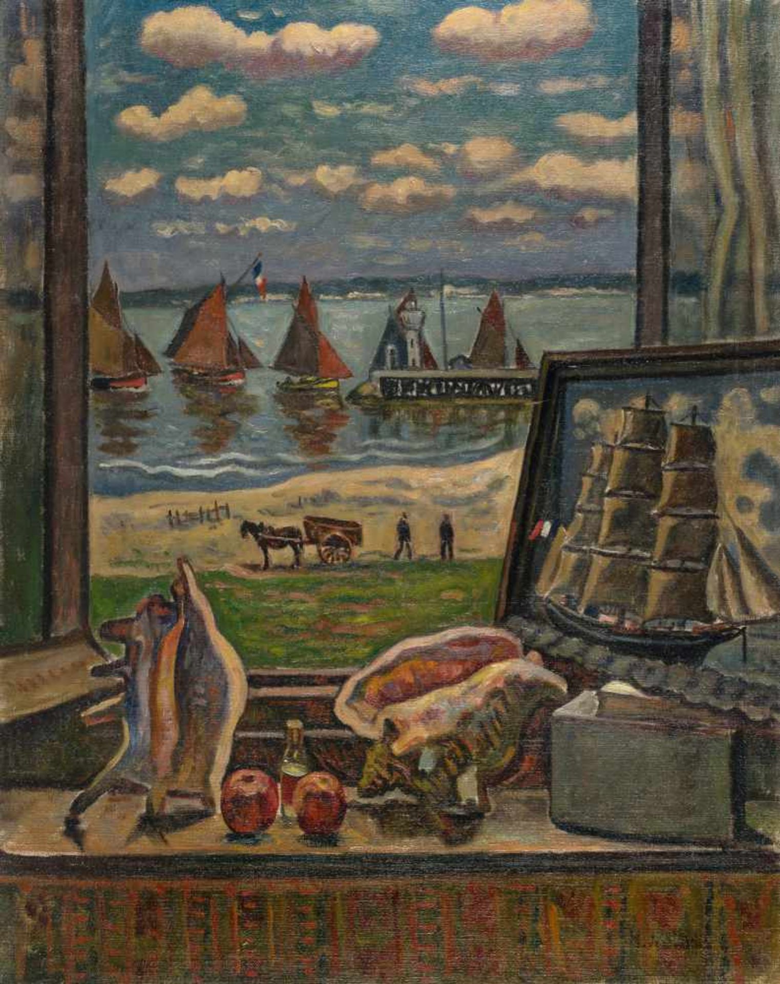 Henri Liénard De Saint-Delis1878 Marconne – Honfleur 1949„De ma fenêtre“Öl auf Leinwand. 1921. Ca.