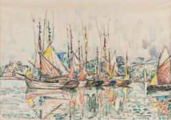 Paul Signac 1863 - Paris - 1935 Segelboote im Hafen von Concarneau Aquarell und schwarze Kreide