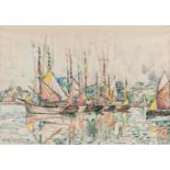 Paul Signac 1863 - Paris - 1935 Segelboote im Hafen von Concarneau Aquarell und schwarze Kreide