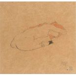 Egon Schiele1890 Tulln/Donau - Wien 1918Sitzender Frauenakt mit rotem Haar, vorgebeugtBleistift,