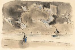 Lyonel Feininger1871 - New York - 1956„Dancing Sky“Aquarell und Tusche auf chamoisfarbenem Ingres-