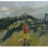 Klaus Fußmann1938 VelbertDr. Lotte Köttgen im Garten der Schäferkate auf der Insel «Birk»Öl auf