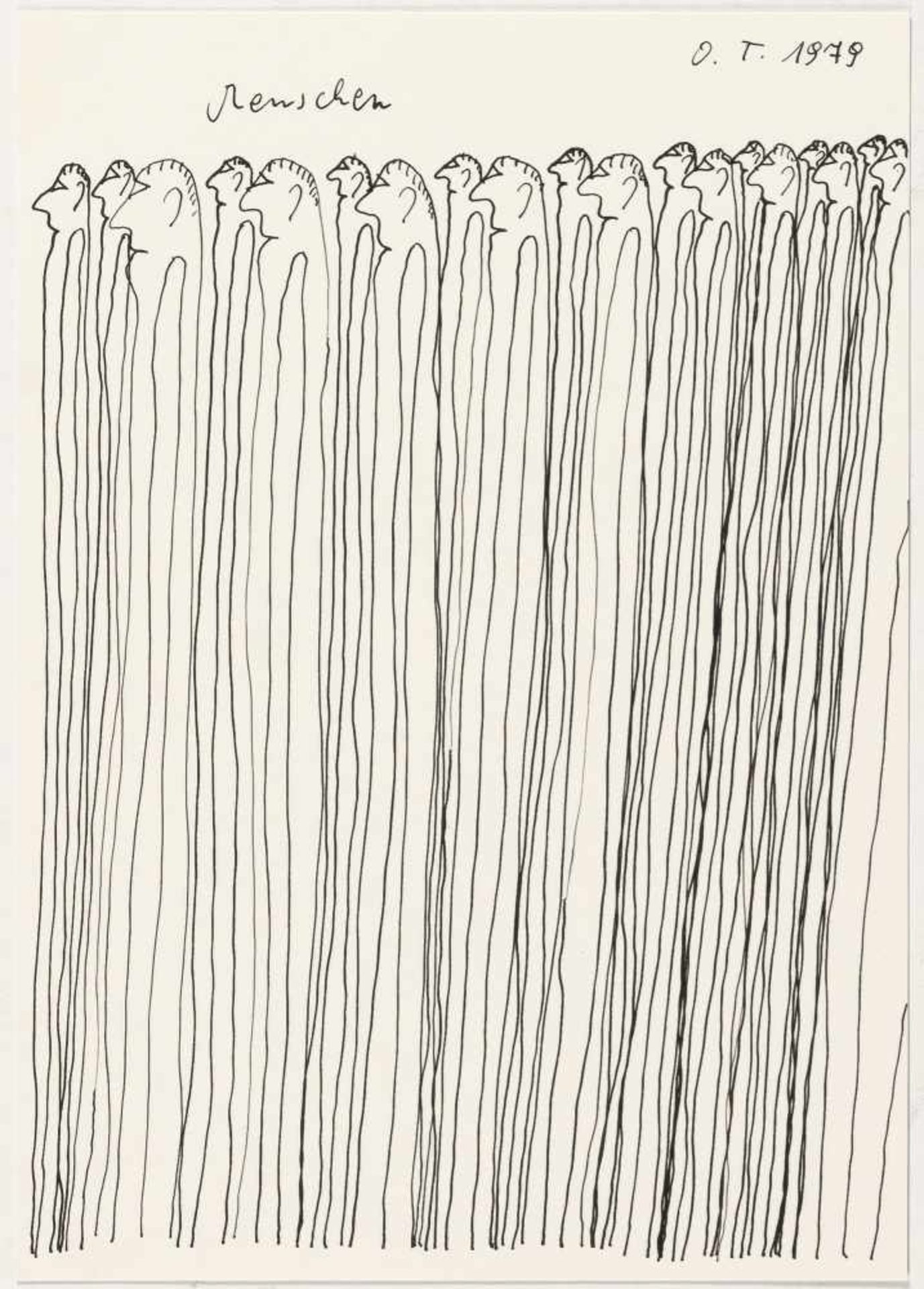 Oswald Tschirtner1920 Perchtoldsdorf - Gugging 2007„Menschen“Tusche auf Velin. 1979. Ca. 21 x 14,5 - Bild 2 aus 3