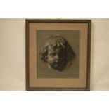 Emile GOLDSCHMIT, Luxembourgish artist, Charcoal: Cherub head, signed and dated 1909, [...]