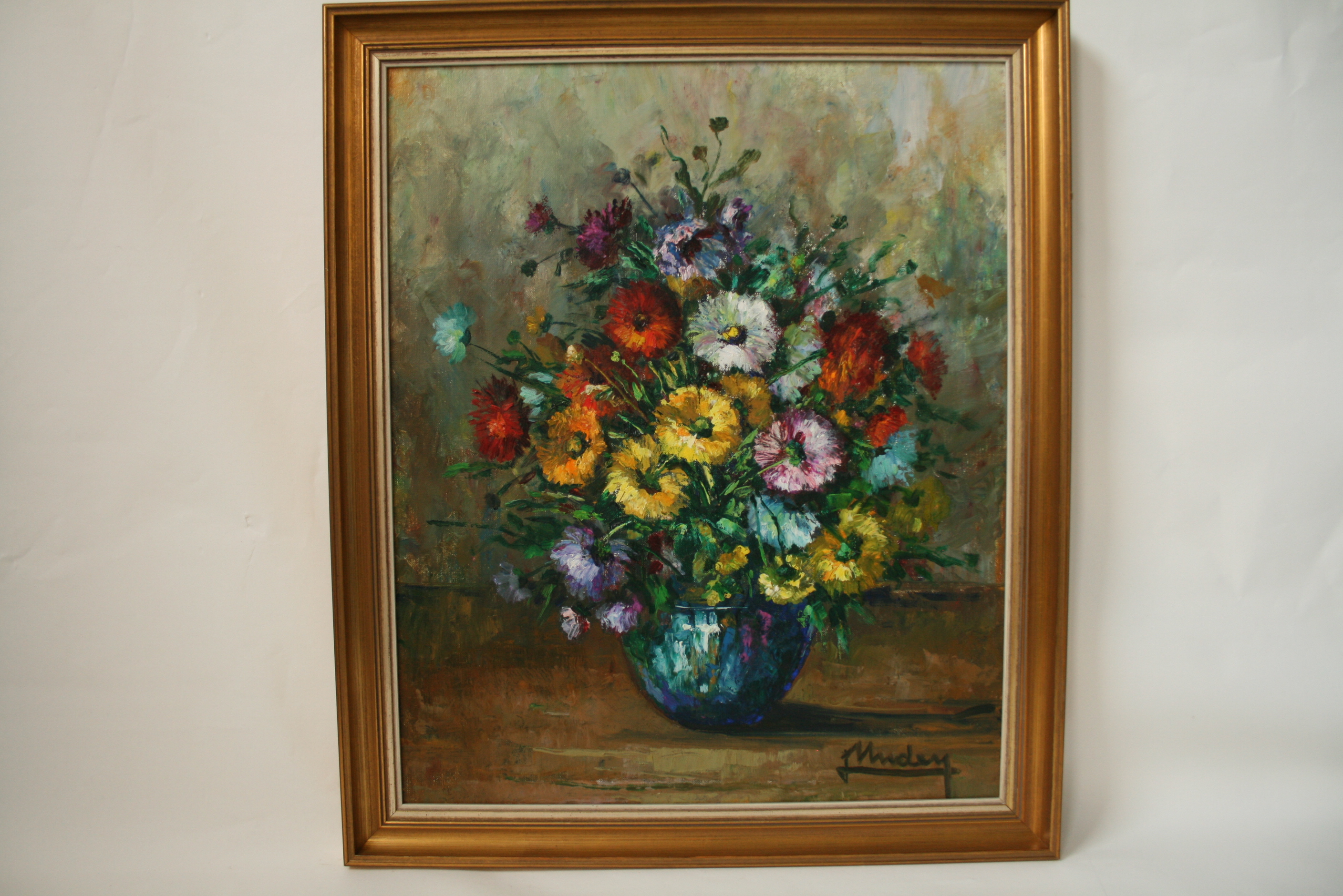 Lilly UNDEN (1908-1989), Oil on canvas: Multicolored bouquet of flowers, signature [...]