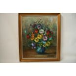 Lilly UNDEN (1908-1989), Oil on canvas: Multicolored bouquet of flowers, signature [...]