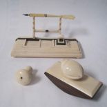 Antique ivory and ebony desk set Art Deco: inkwell without the recipes but with a [...]