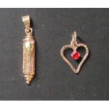 Mezuzah gold pendant with mini tora - Join: Heart with Ruby stone of beauty (Negev [...]