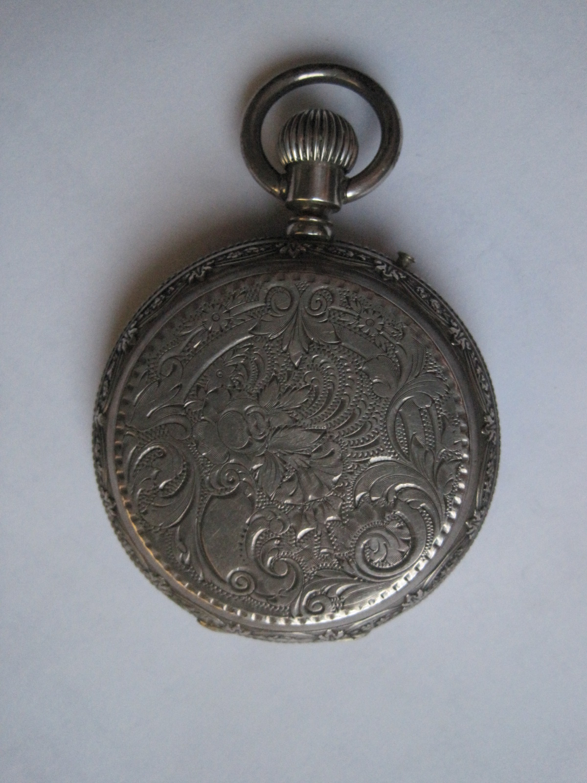 Large pocket watch in sterling silver nineteenth, richly engraved case, partially [...] - Image 3 of 3