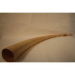 Elephant fender carved to serve as an horn, blown-back fan part - Length: 112 cm, [...]