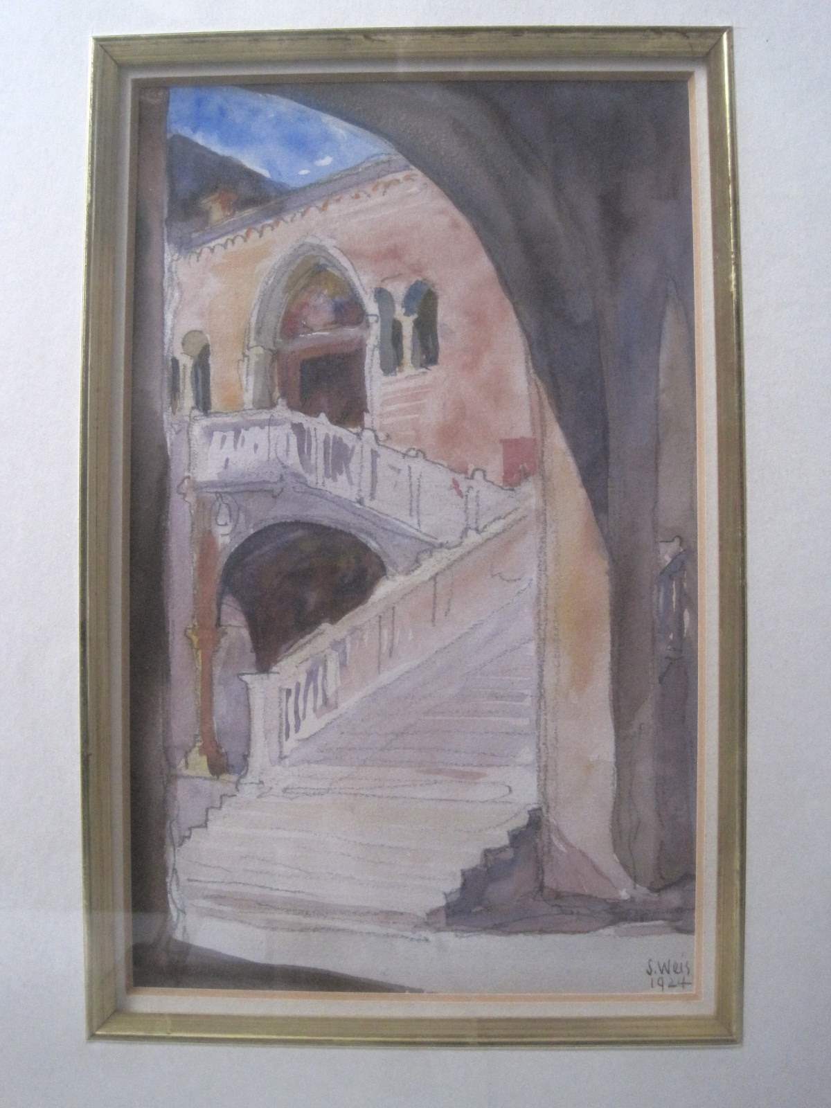 Sosthène WEIS (1872-1941), Luxembourgish watercolorist, Watercolor: Italian Palace, [...] - Image 2 of 2