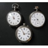 Set of 3 neck watches: solid silver watch with gold applications, back engraved, [...]