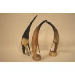 Carved Buffalo horns, 20s / 30s: Pair of Marabou birds (height: 31 cm) / Large [...]