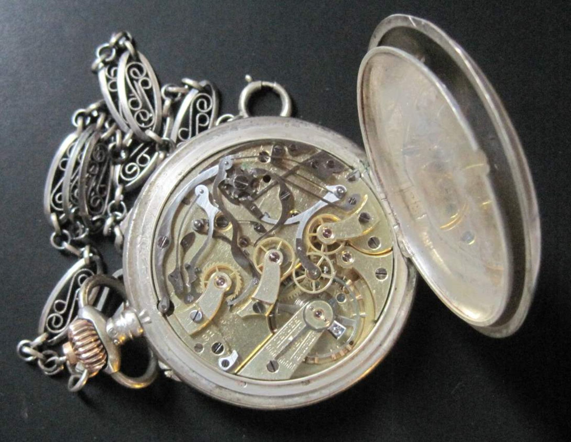 Solid silver pocket watch by LONGINES, with chronometer, chain, circa 1900, diameter: [...] - Bild 2 aus 2