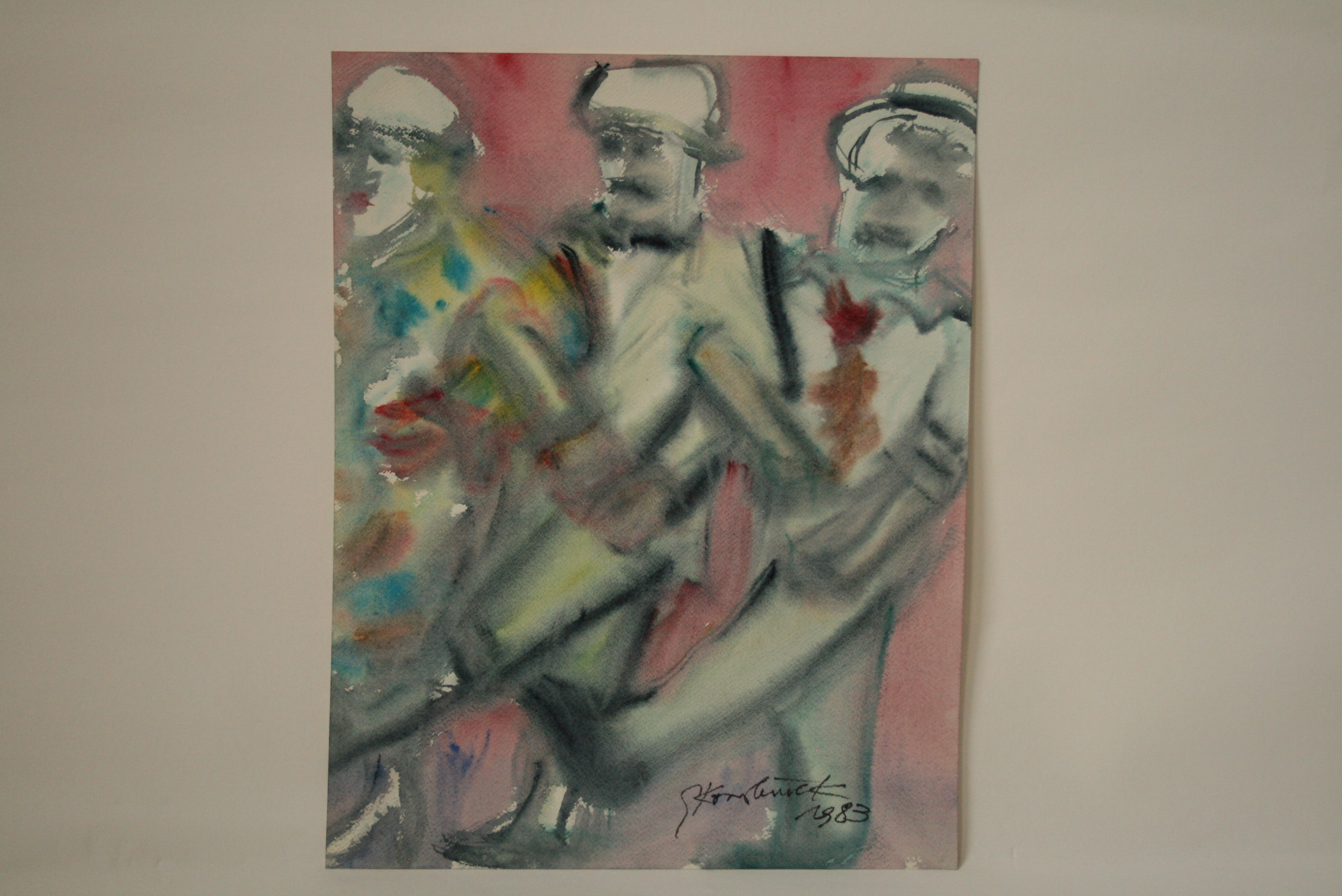Gérarde KONSBRUCK (born 1929), Luxembourg artist, Watercolor: 3 characters, signed [...]