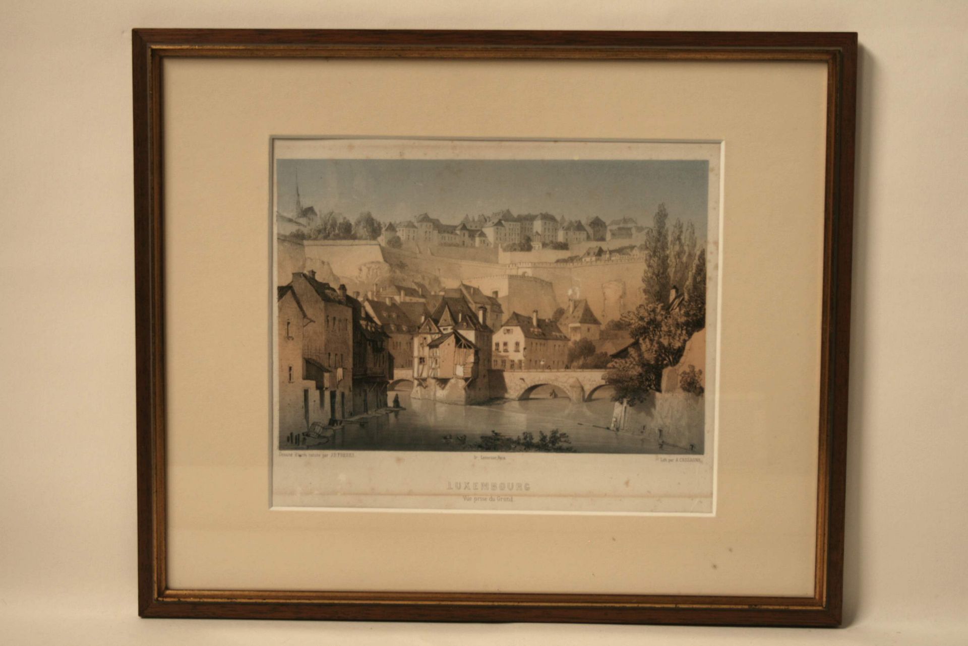 Gravure originale du Grund Luxembourg-ville par J. B. FRESEZ, dessiné d'après [...]