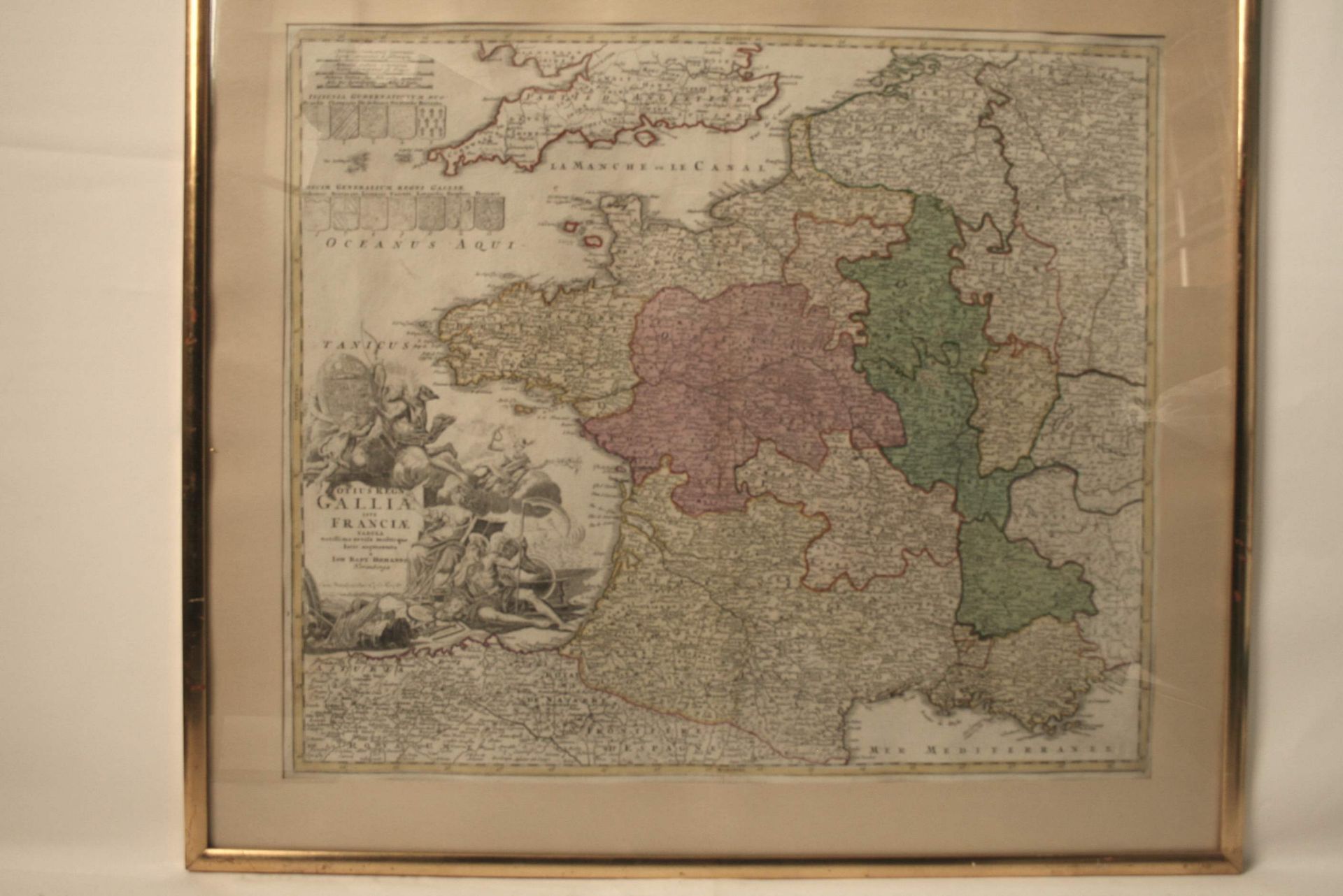 Carte encadrée et rehaussée "TOTIUS REGN GALLIA SIVE FRANCIAE TABULA novissime [...]