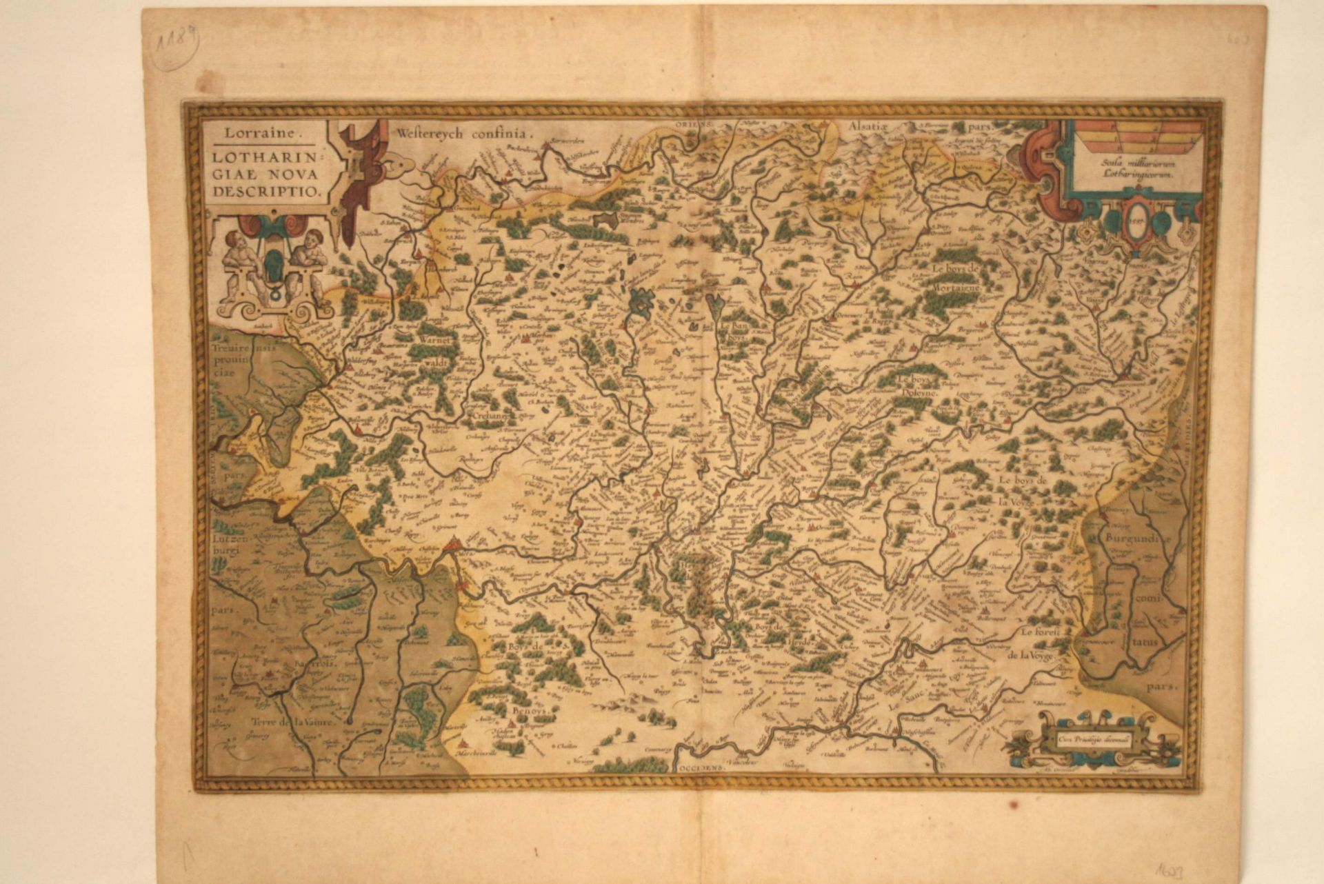 Carte aquarellée de la Lorraine : "Lotharingiae Nova Descriptio" par Braham [...]