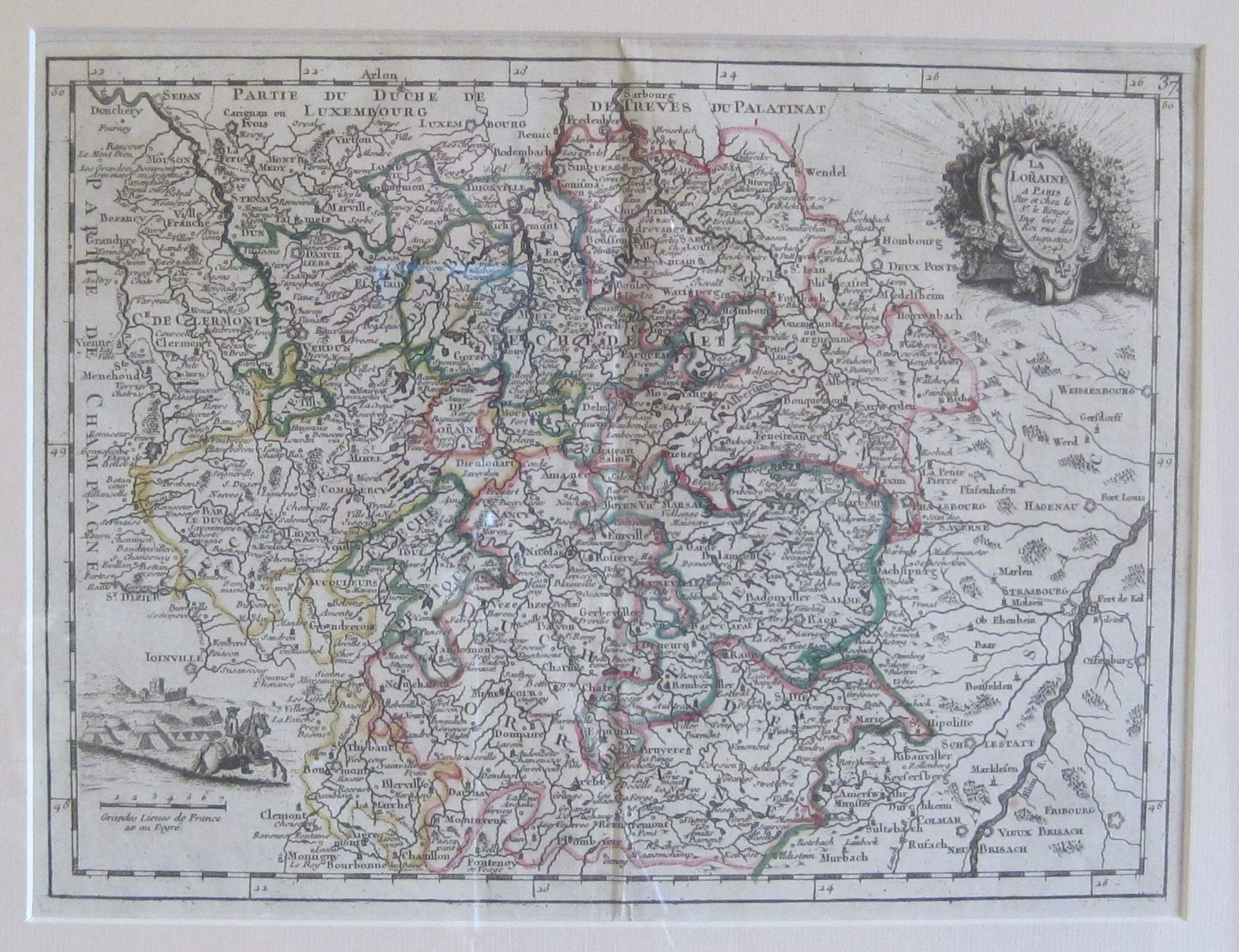 Carte de Luxembourg "La Lorraine" par Georges-Louis LEROUGE - 1743 - Dimensions avec [...]