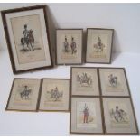 Ensemble de 10 gravures encadrées : Grenadier à cheval de 1825 (22 x 33 cm), [...]