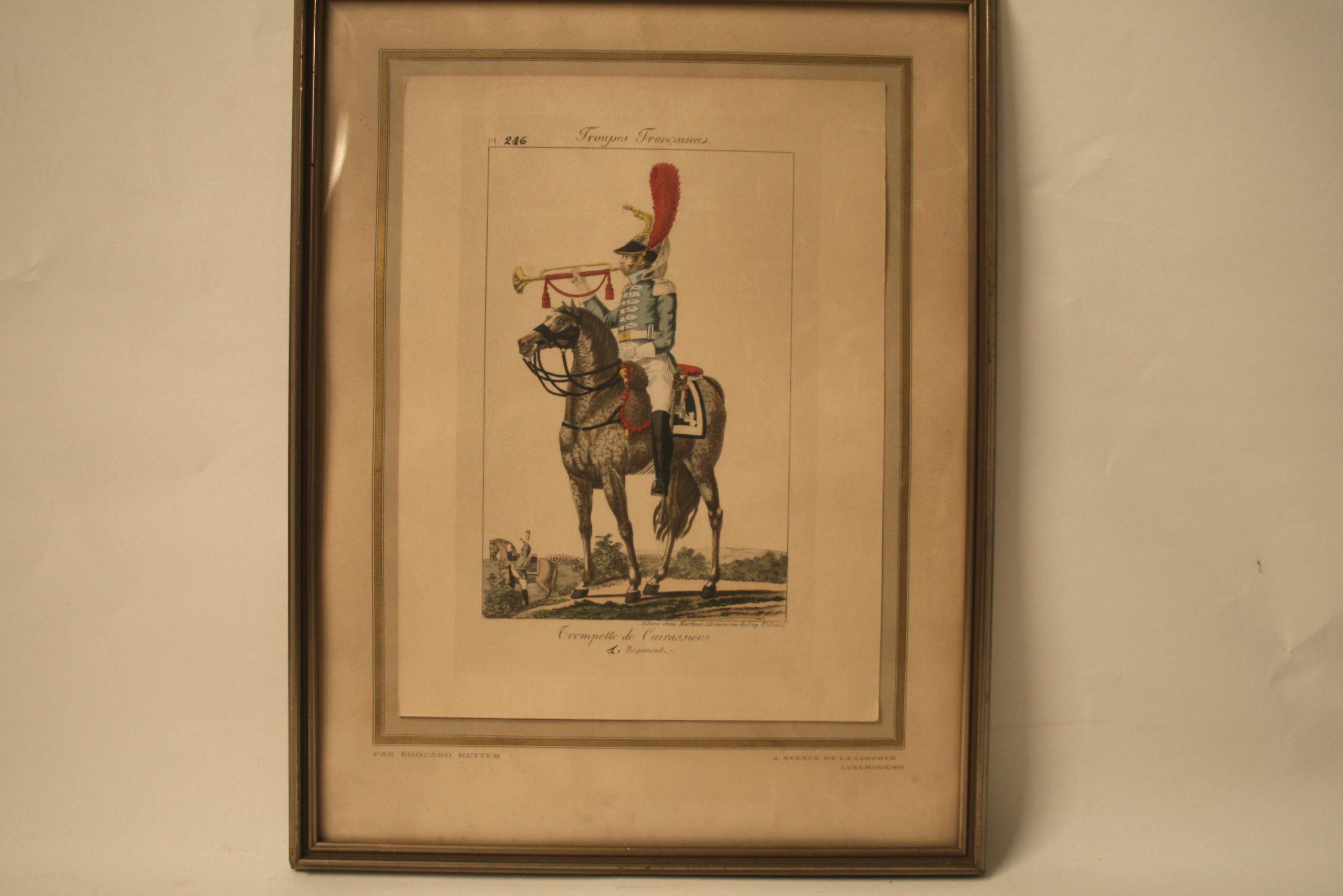 Ensemble de 10 gravures encadrées : Grenadier à cheval de 1825 (22 x 33 cm), [...] - Image 2 of 2