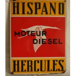 Plaque publicitaire émaillée “HISPANO HERCULES DIESEL", Vitracier NEUHAUS, [...]