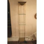 Etagère halogène en métal doré à 3 plateaux en verre - Hauteur : 184 cm - - [...]