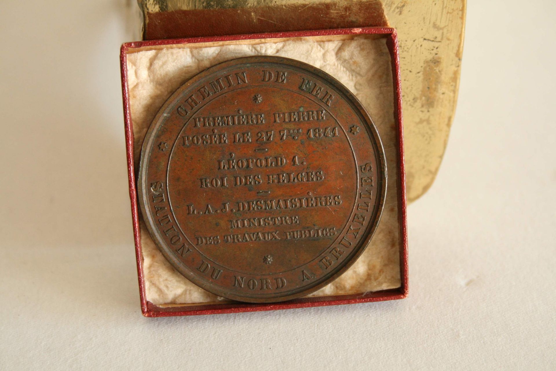 Médaille en bronze : Pose de la première pierre le 27 septembre 1841, Léopold 1. [...] - Bild 2 aus 2