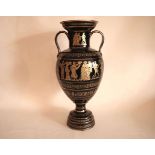 Vase balustre sur piédouche à deux anses, dessins rehaussés à l'or 24K de [...]