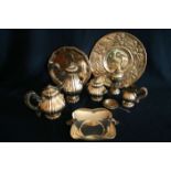 Ensemble d'objets en argent poinçon 800 (Italie) : plateau circulaire (25 cm), [...]