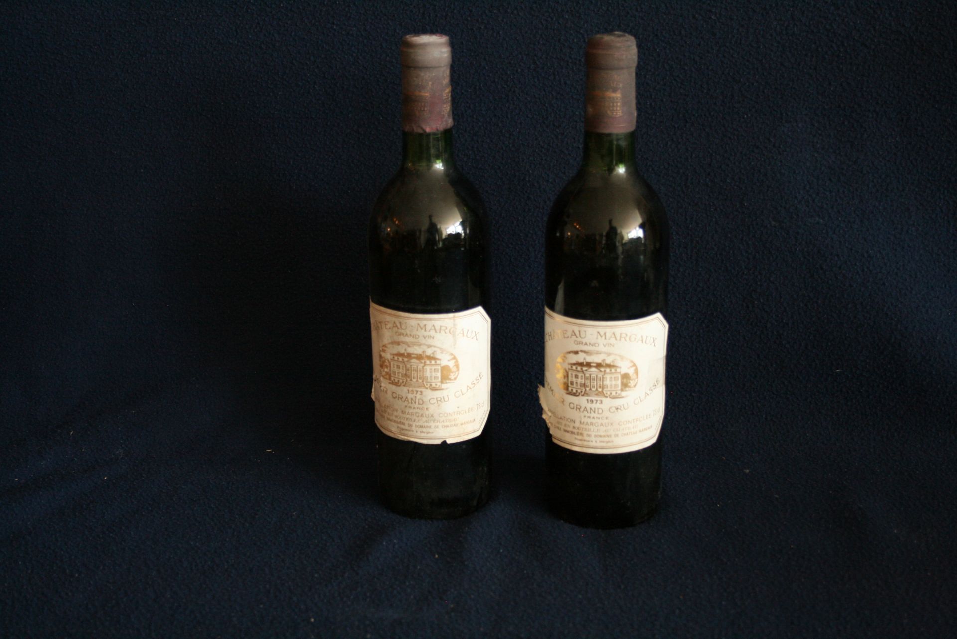 2x Bouteille Margaux, Château MARGAUX, Rouge, 1973 - 2x Margaux Bottle, Château [...]