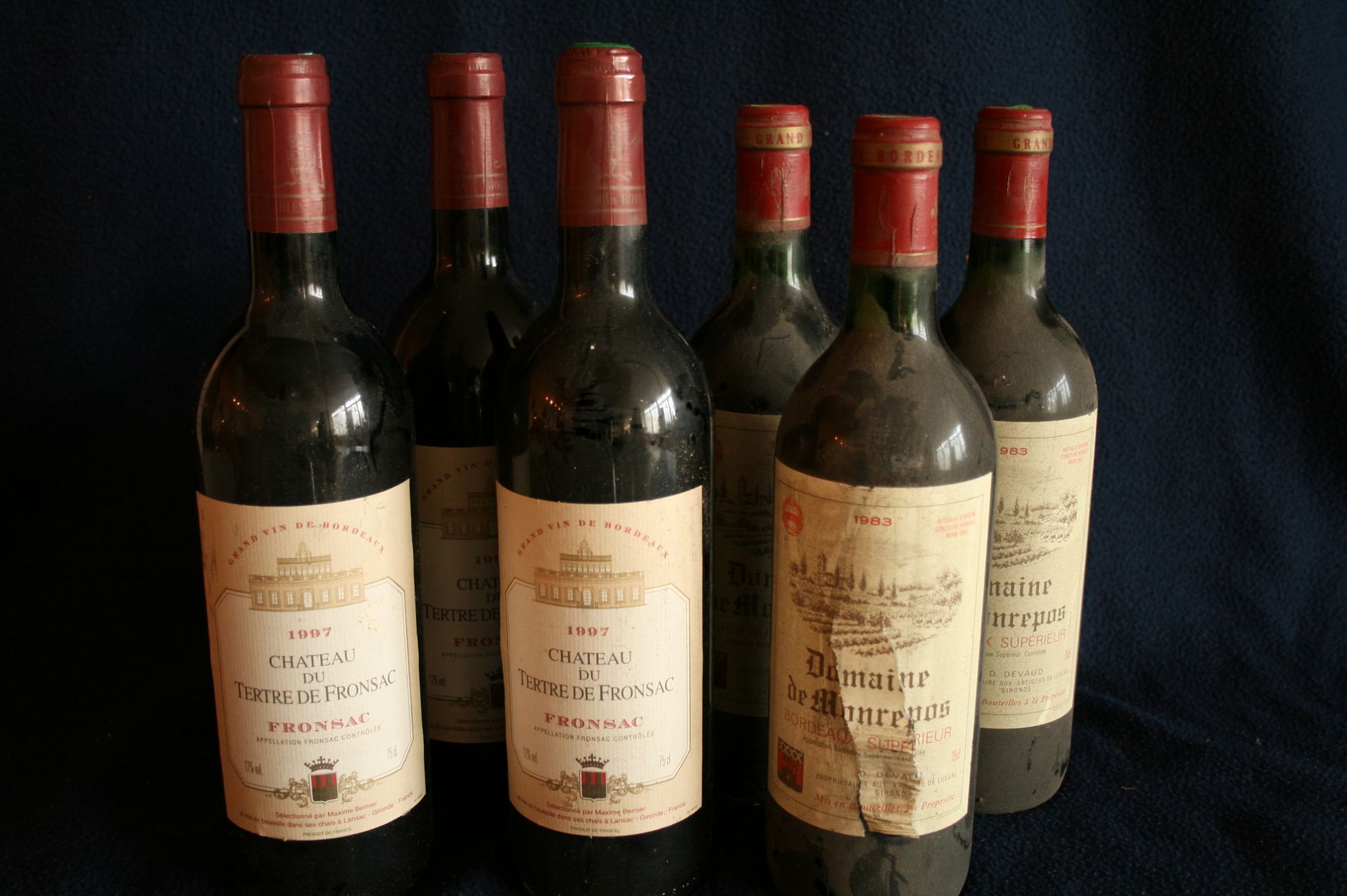 3 bouteilles de BORDEAUX, FRONSAC, Château du TERTRE DE FRONSAC, rouge, 1997 + 3 [...]