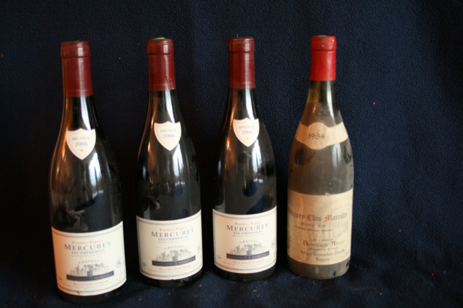 3 bouteilles de BOURGOGNE, appellation MERCUREY "Les Cheneault", rouge, 2006 + [...]