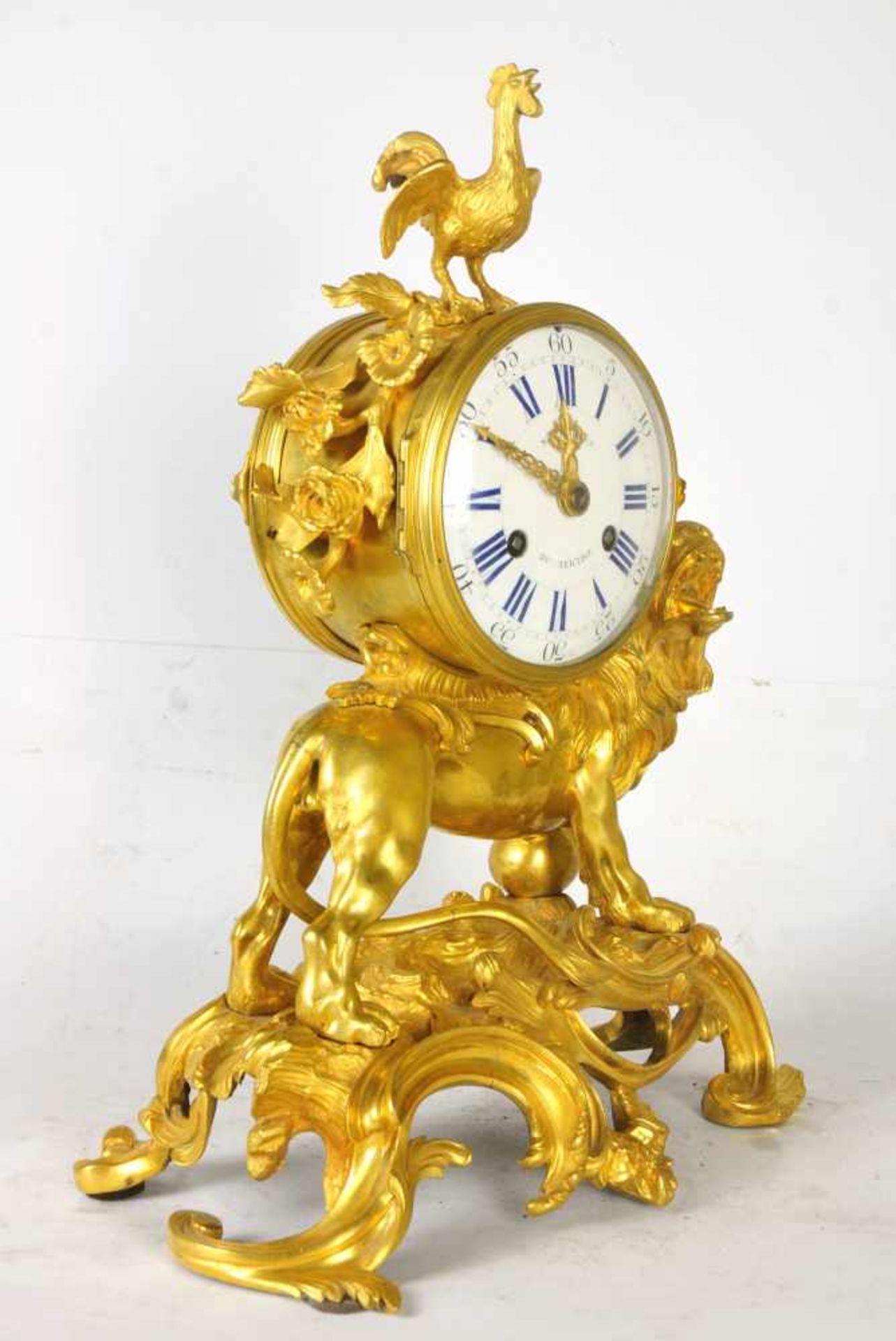 PENDULE AU LION RUGISSANT. ROARING LION GILT BRONZE ROCOCO CLOCK BY N.CH. DU TERTRE. FRANCE, LATE - Bild 6 aus 13