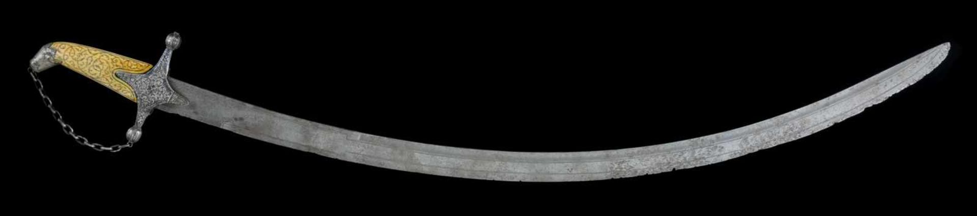 RARE DAGHESTAN SABRE SWORD, EARLY 20TH C. NIELLO, GOLD AND SILVER INLAYS, RUSSIAN EMPIRE, SWORD. - Bild 3 aus 10