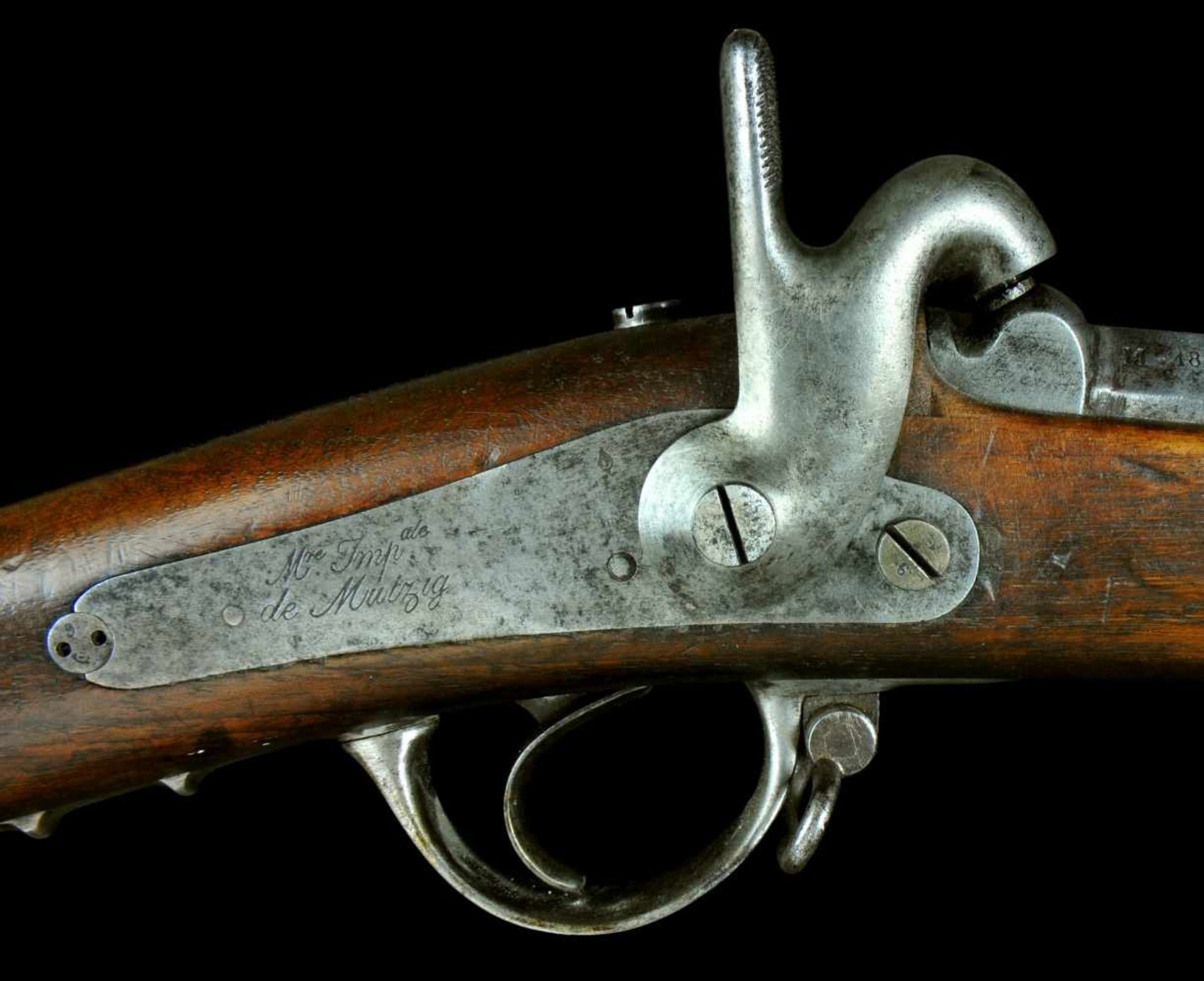 A FRENCH PERCUSSION MUSKET RIFLE M1842, 19TH CENTURY GEWEHR Origin: France. Length 121 cm. - Bild 4 aus 10