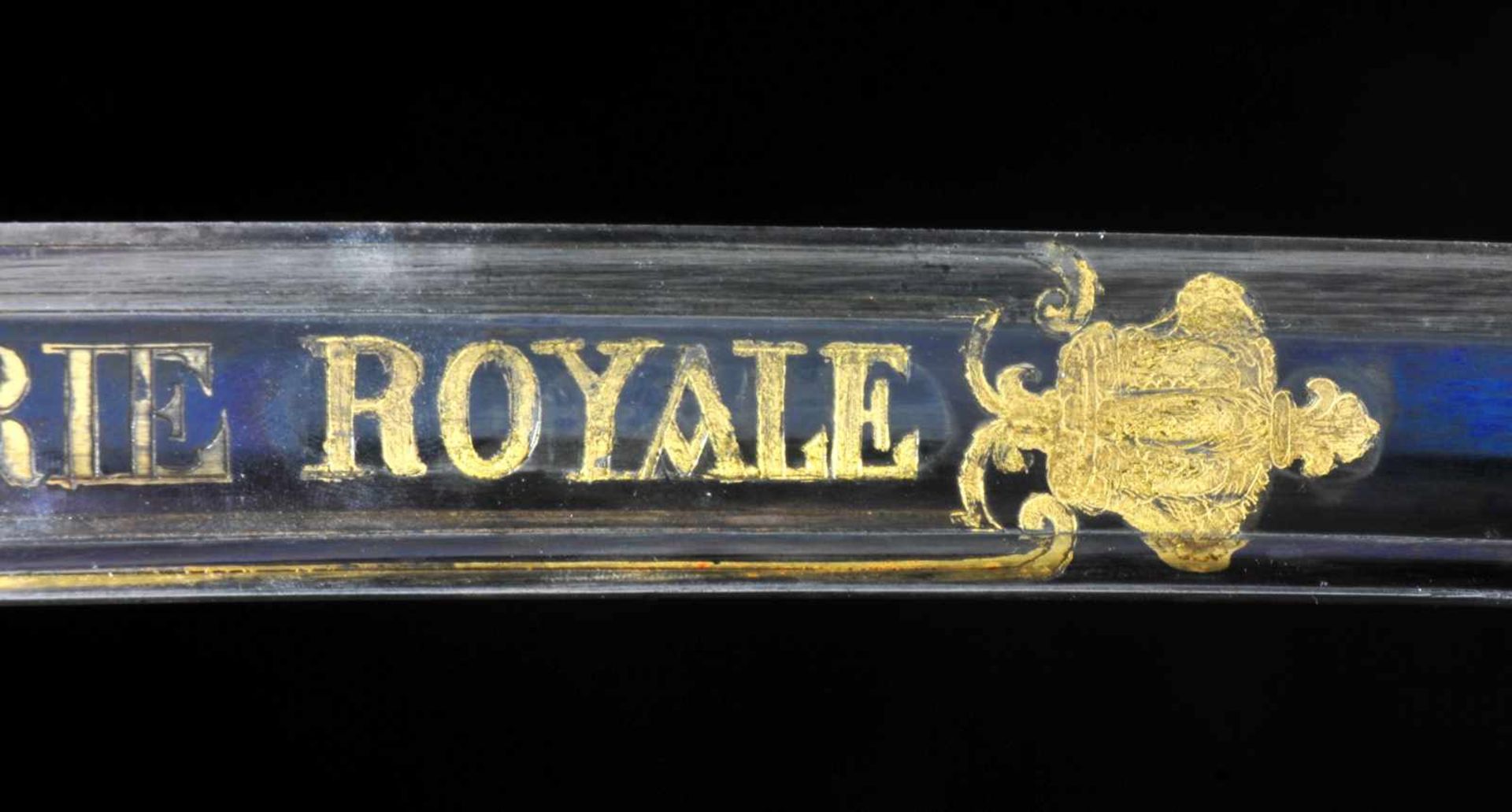 A FRENCH ROYAL GENDARMERIE OFFICER’S SABER, MODEL 1817, COULAUX FRERES, BLUED AND GILT BLADE. - Bild 8 aus 20