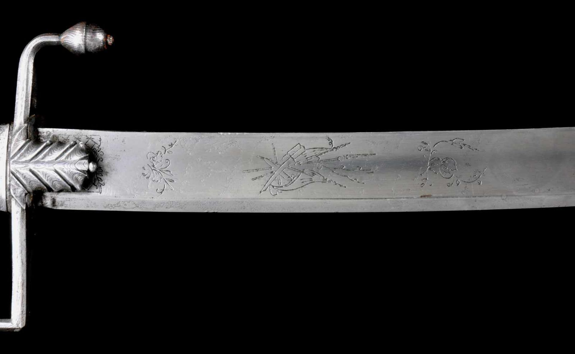 A GERMAN OR AUSTRIA LATE 18TH TO EARLY 19TH CENTURY LIGHT CAVALRY OFFICER’S SWORD WITH DAMASCENED - Bild 10 aus 24