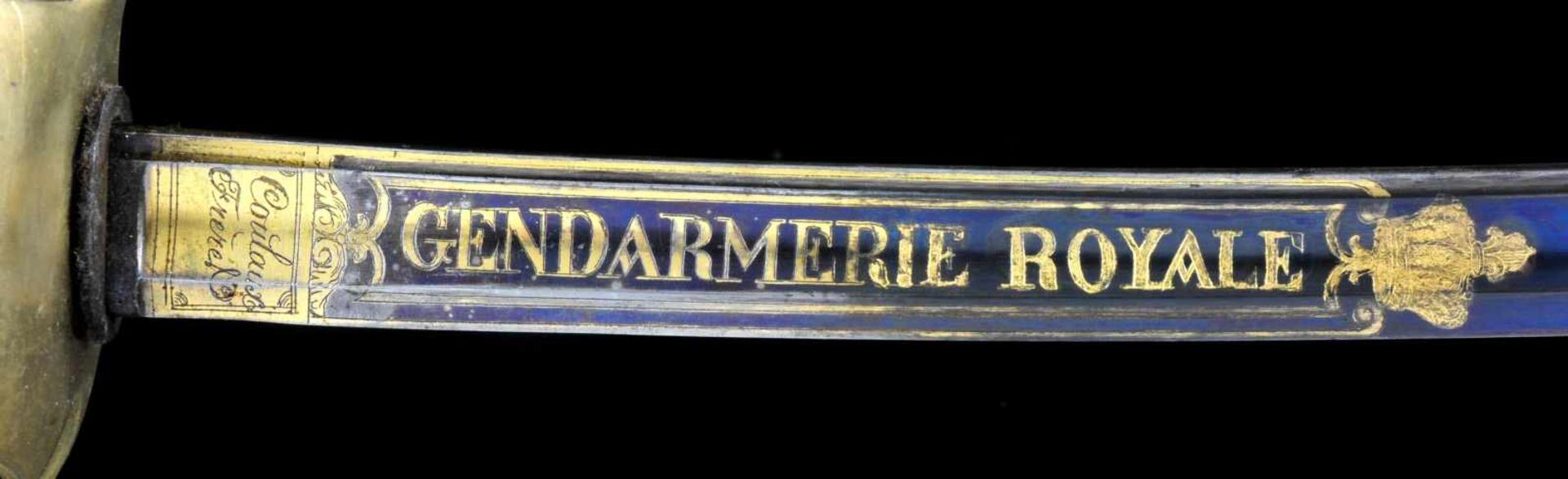 A FRENCH ROYAL GENDARMERIE OFFICER’S SABER, MODEL 1817, COULAUX FRERES, BLUED AND GILT BLADE. - Bild 3 aus 20