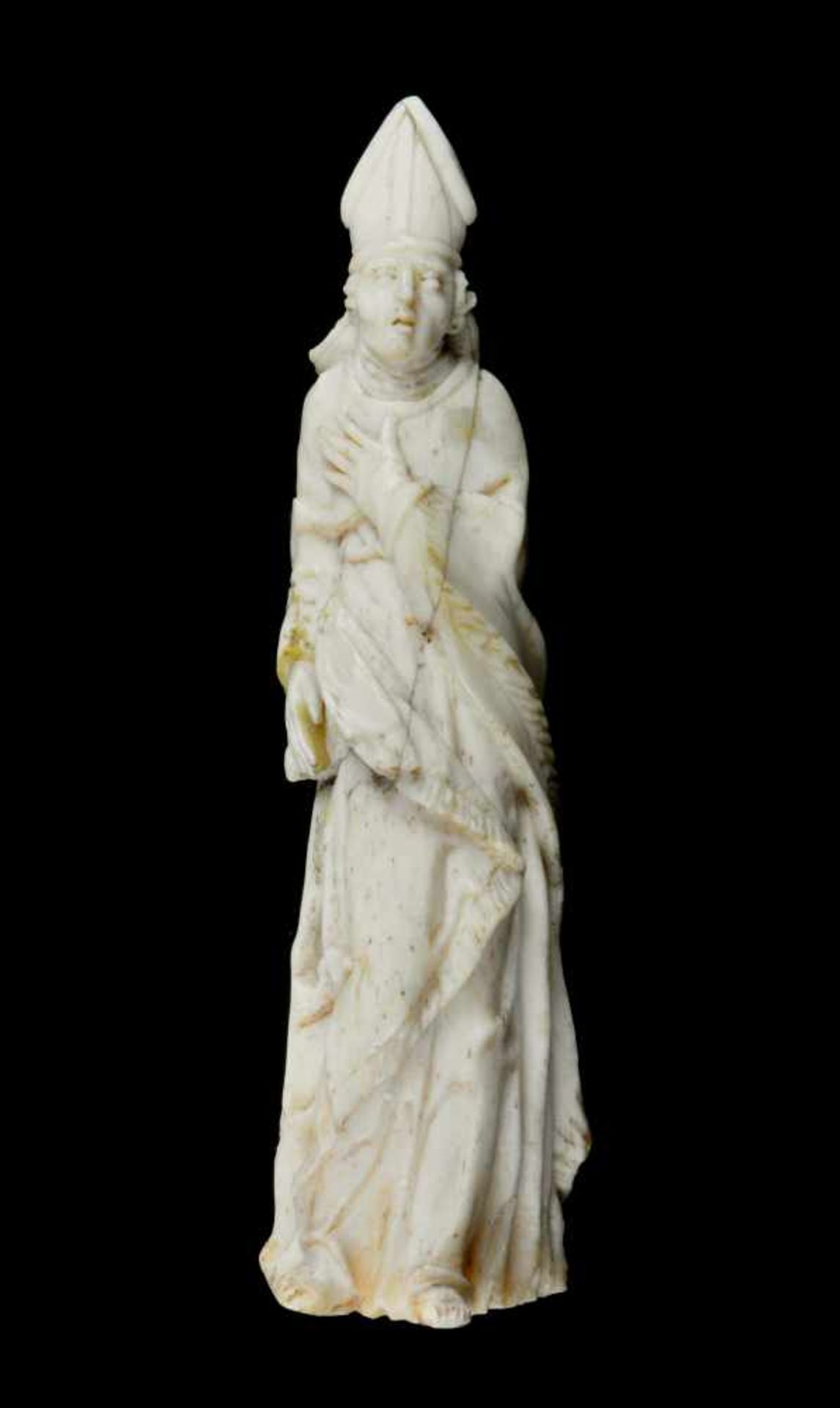 CARVED BONE OR IVORY FIGURE OF A BISHOP. POSSIBLY FRENCH. 16TH CENTURYOrigin: Western Europe,