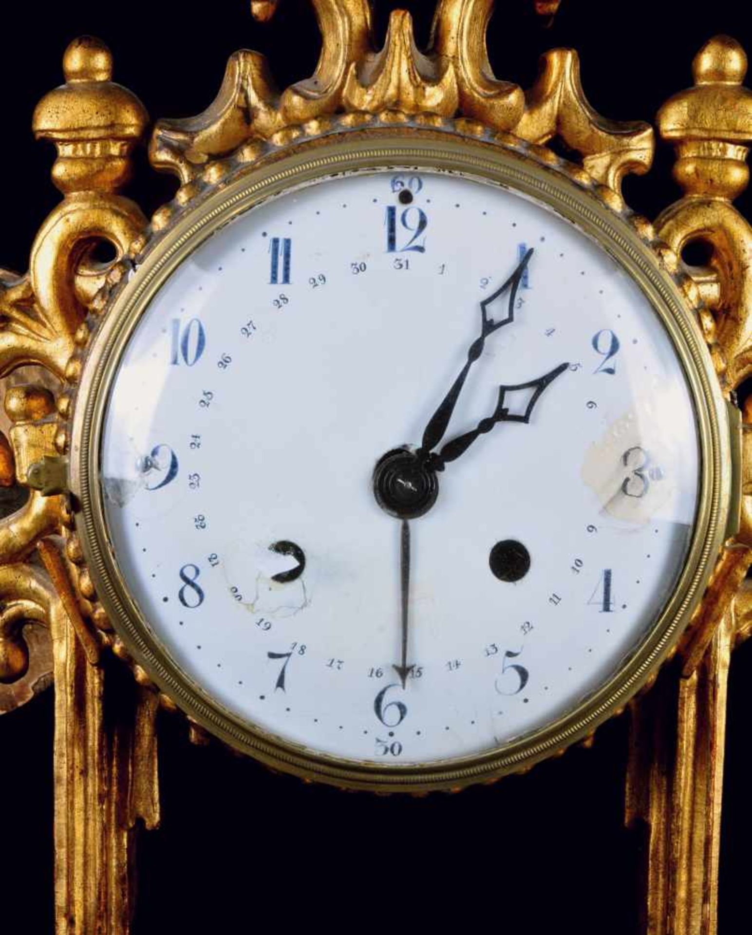 AN AUSTRIAN NEOCLASSICAL PORTAL CLOCK WITH CALENDAR, GILT WOOD. AUSTRIA, LOUIS XVI PERIOD, 1787. - Bild 9 aus 11