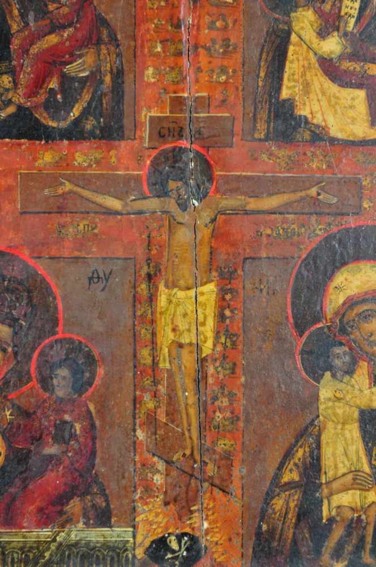 RUSSIAN ORTHODOX FOUR PART ICON WITH CRUCIFIXATION, „FOUR VIRGINS”.Origin: Russia, 19th century. - Bild 9 aus 12