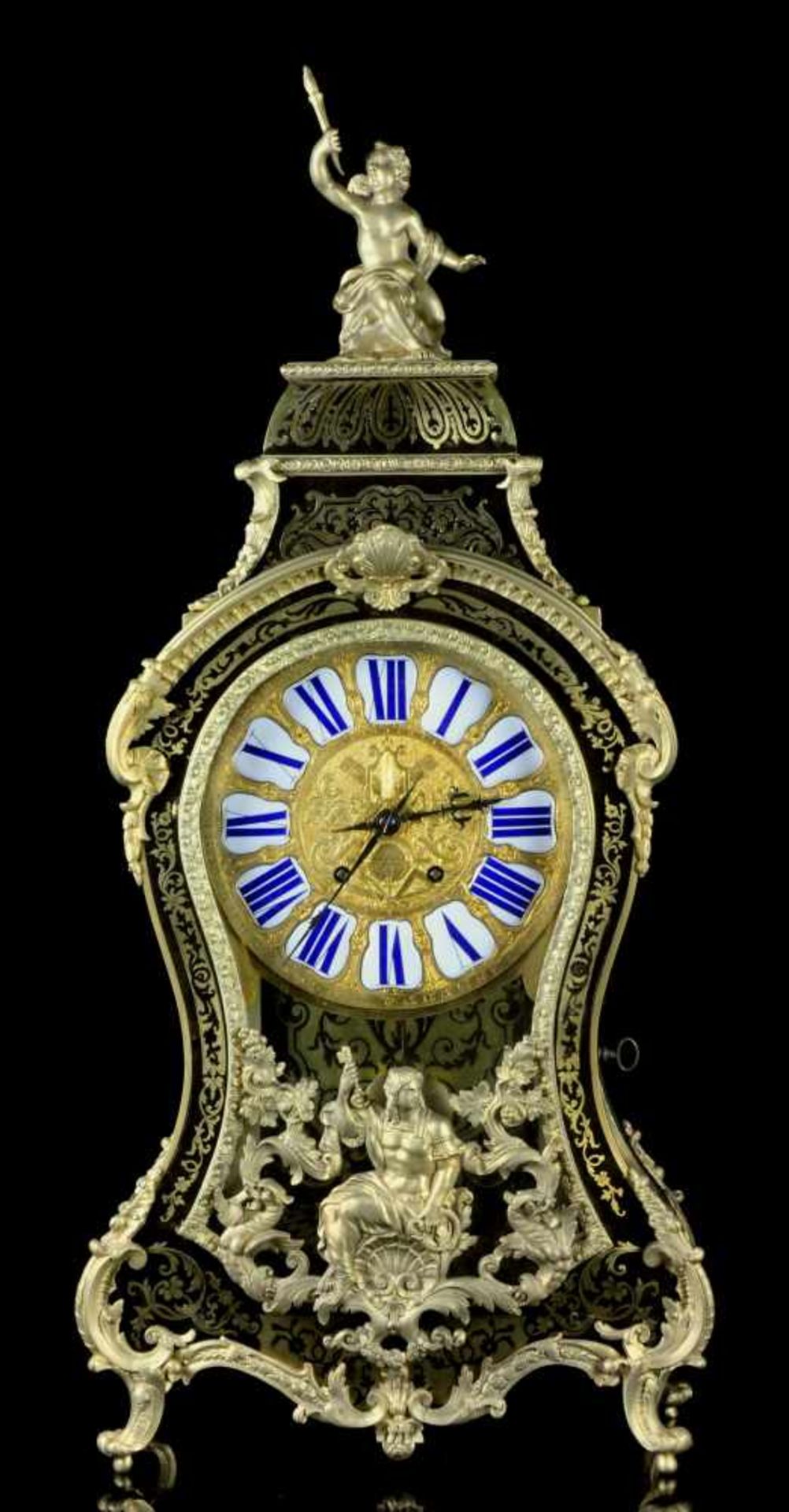 A LARGE BOULLE CLOCK WITH BRACKET, RICH BRONZE MOUNTS, 108 CM, FRANCE, 2ND HALF OF 19TH CENTURY. - Bild 2 aus 8