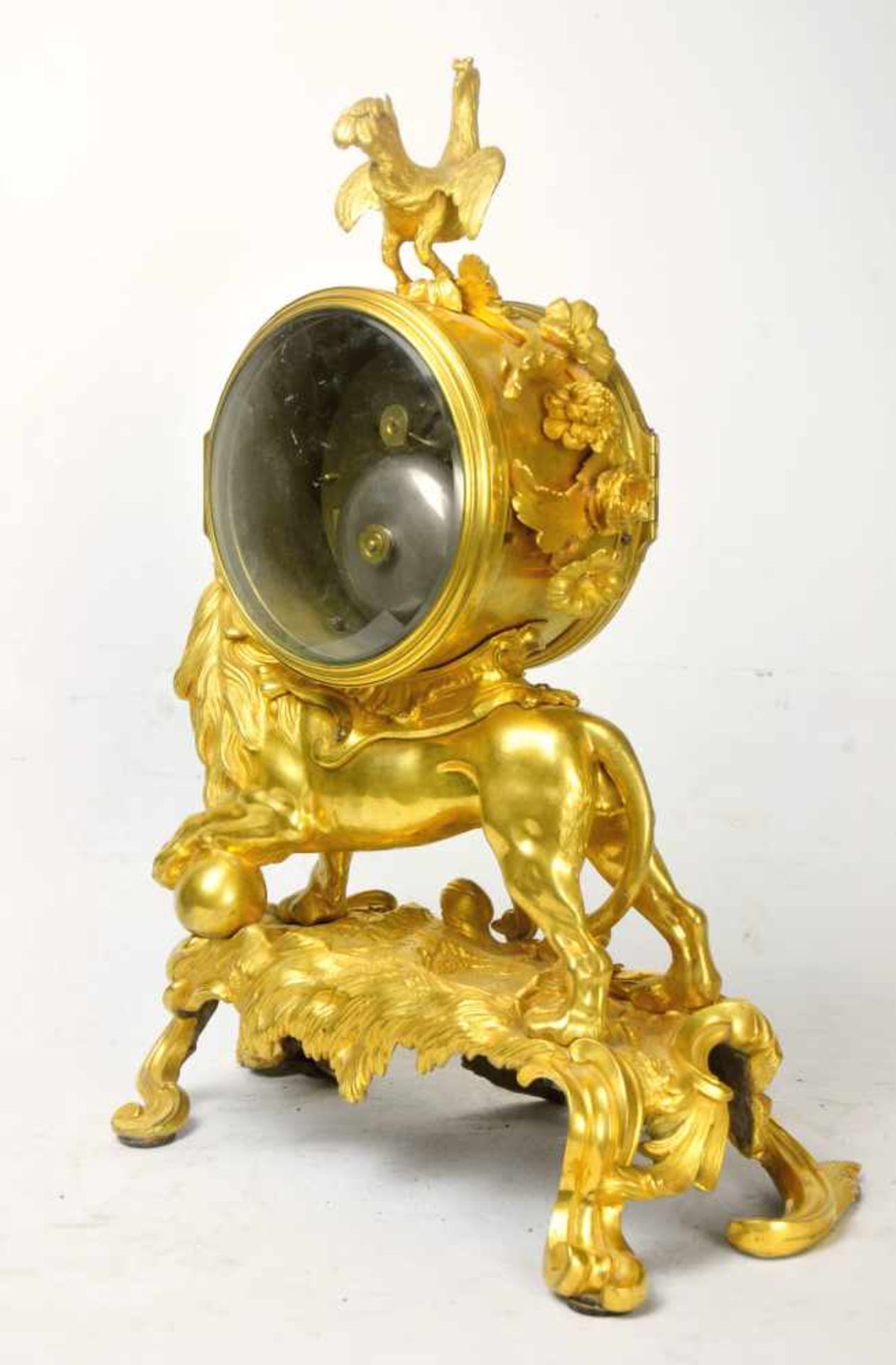 PENDULE AU LION RUGISSANT. ROARING LION GILT BRONZE ROCOCO CLOCK BY N.CH. DU TERTRE. FRANCE, LATE - Bild 8 aus 13