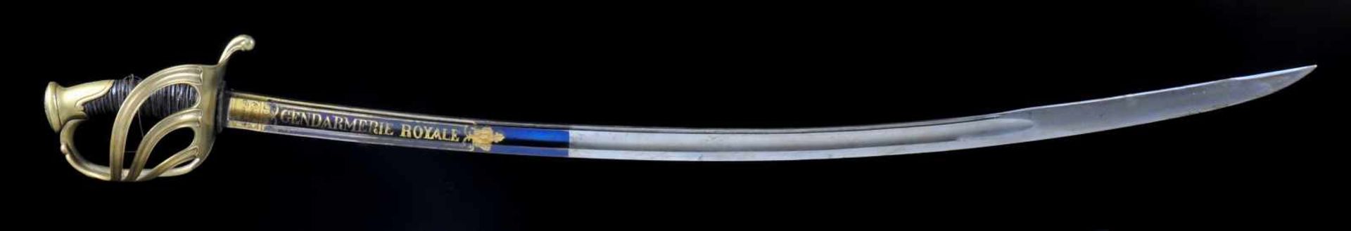 A FRENCH ROYAL GENDARMERIE OFFICER’S SABER, MODEL 1817, COULAUX FRERES, BLUED AND GILT BLADE. - Bild 15 aus 20