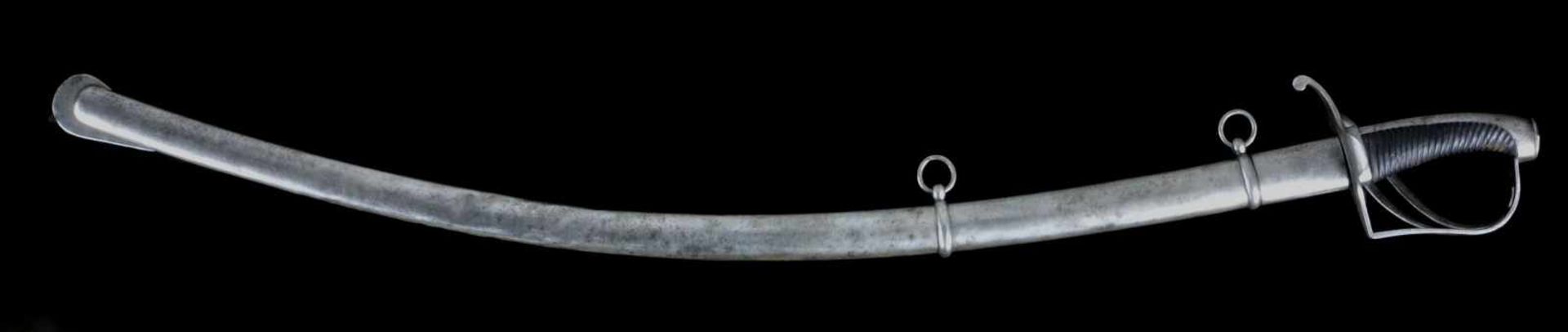 A GERMAN BAVARIAN M1788 SWORD, SO CALLED “RUMFORD SABER” IN SCABBARD, WITH WOOTZ STEEL BLADE. - Bild 8 aus 15