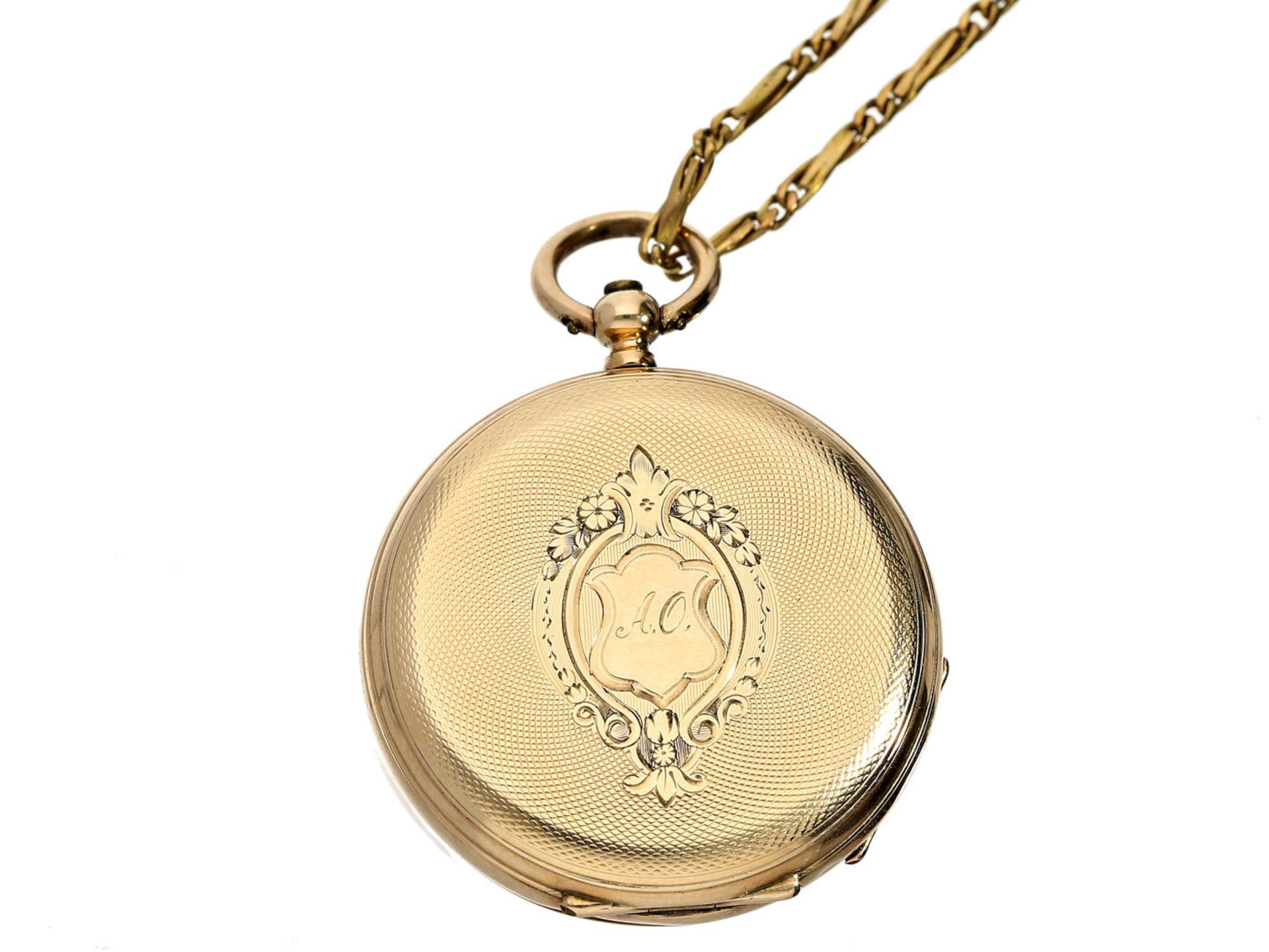 Taschenuhr/Anhängeuhr: feine Damenuhr mit dazugehöriger goldener Uhrenkette, signiert J & C.B - Image 3 of 3