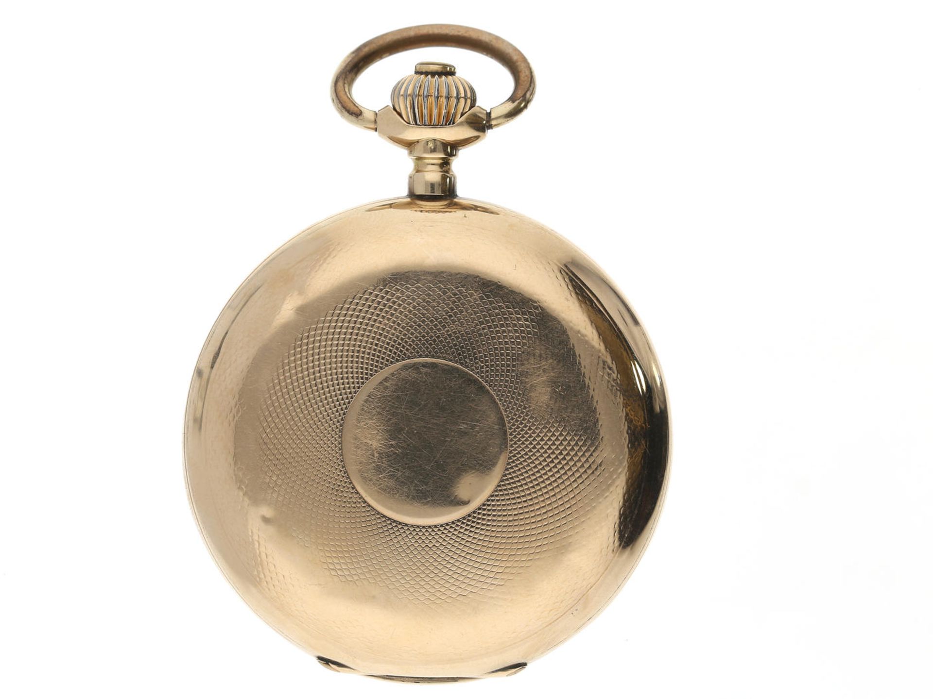 Taschenuhr: rotgoldene Savonnette, Ankerchronometer, Schweiz um 1900 Ca. Ø51mm, ca. 93g, 14K - Bild 4 aus 4
