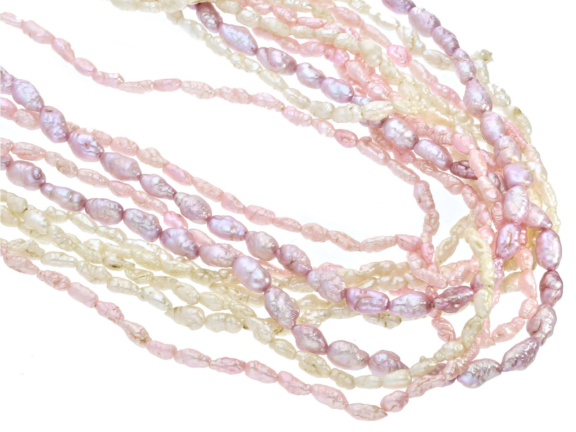 Kette: Süßwasser-Perlenkette mit hochwertiger Brillantschließe, 18K Bicolor Ca. 47cm lang, barocke
